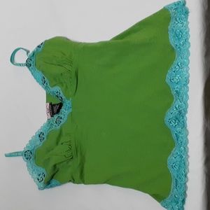Love & Let Love Green & Blue Lace Beads Camisole  Top Women's size M